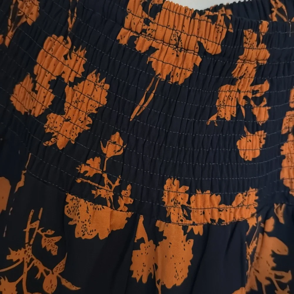 Navy and Orange Floral Palazzo Pants - Picture 7 of 10